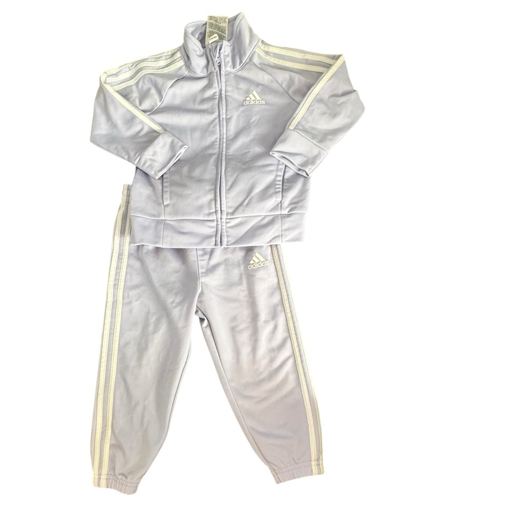 Adidas Toddler Tracksuit 18M Lavender Purple 2-Piece Set Jacket & Pants Logo